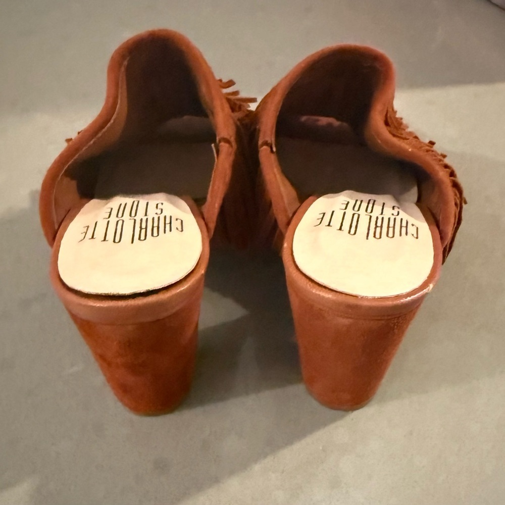 Charlotte Stone Morely Brown Fringe Mules Suede Boho 70s 6 - Picture 5 of 6